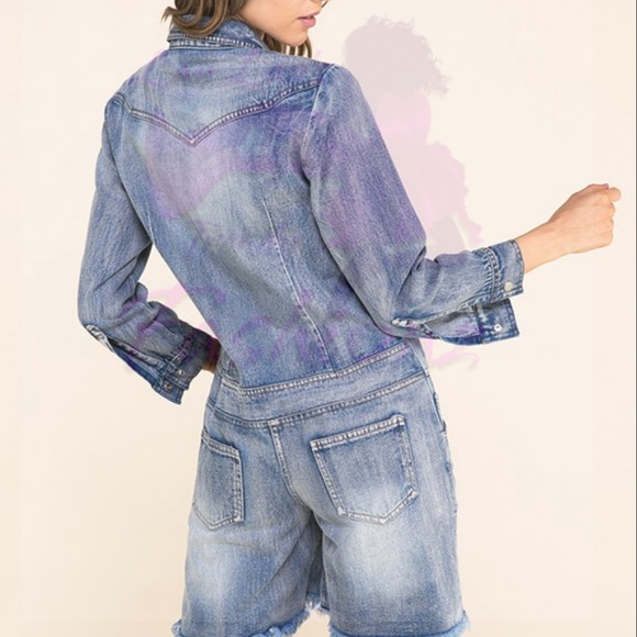 Denim Destroyed Romper - Picture 5 of 7